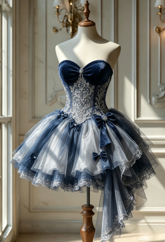 Gorgeous Navy Blue Hoco Dress Sweetheart A-Line Short Prom Dress Sleeveless Tulle Birthday Dress ED09251