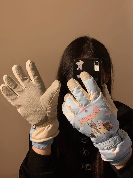 Niedliche Touchscreen-Ski- und Fahrradhandschuhe mit Vollfinger-Design ED0925