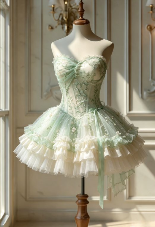 Fairy Green Birthday Dress, Sweetheart A-Line Party Dress with Tulle, Hoco Dress ED09282