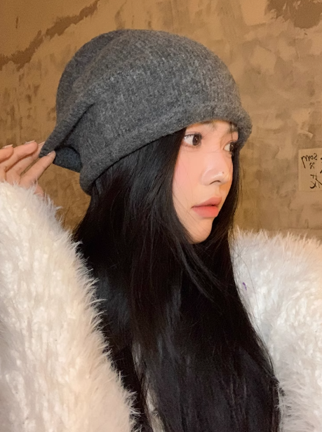 Knitted wool plush hat ED0928