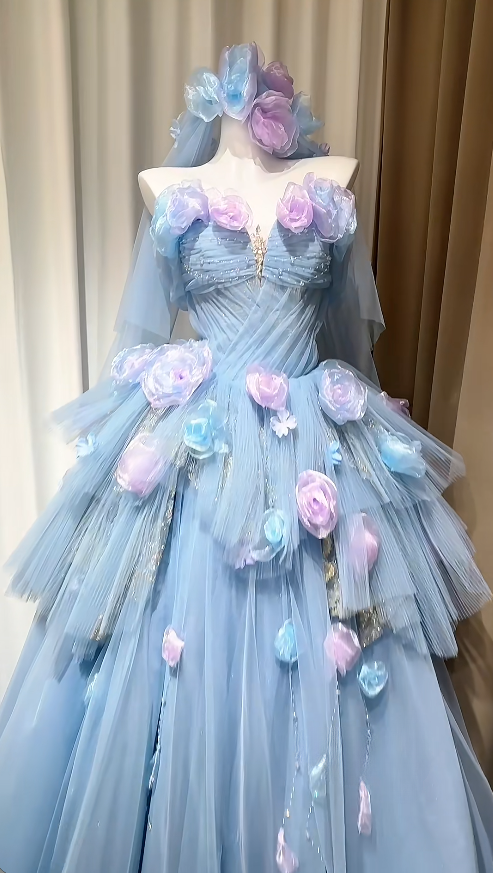 Gorgeous Blue Sweet 16 Dress Sweetheart A-Line Quinceanera Dress Tulle Prom Dress ED09313