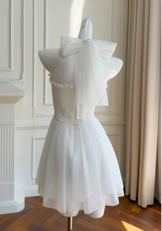 Sexy White Hoco Dress Halter A-Line Birthday Dress Chiffon Dress for Party ED09380
