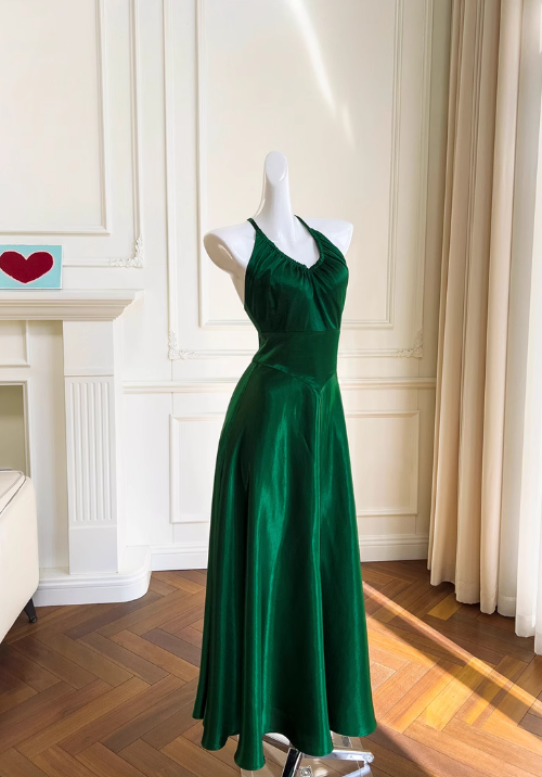 Green A-line V-neck Satin Short Formal Dress, Green Homecoming Dress ED0945