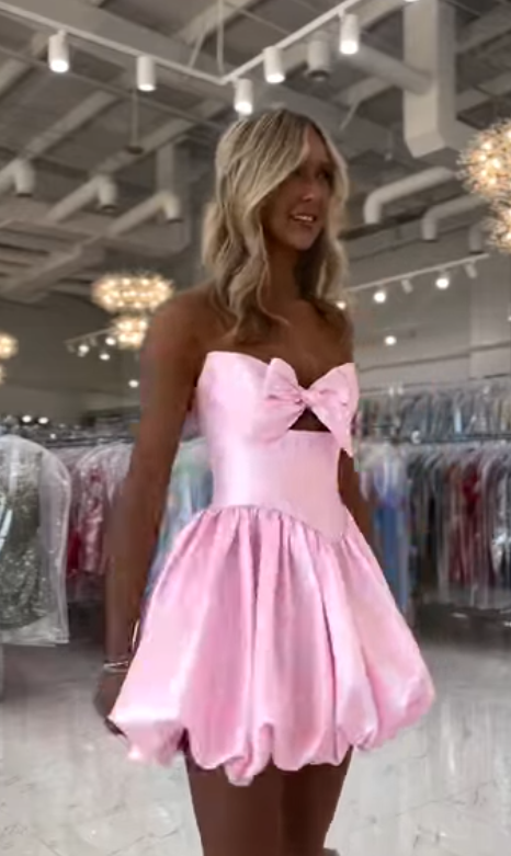 Fashion Pink Hoco Dress Sweetheart A-line Birthday Dress Satin Graduation Party Dress ED09462