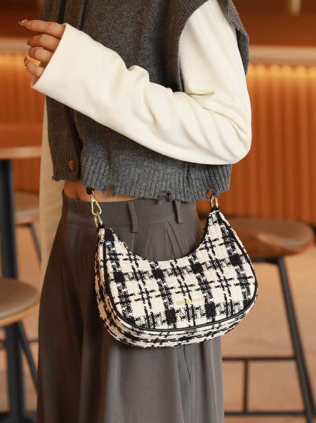 Vintage woolen crescent bag shoulder messenger bag ED0955