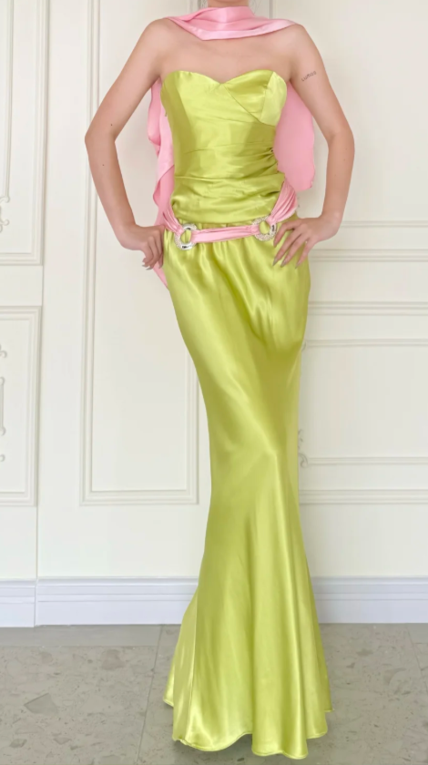 Chic Green Prom Dress Sweetheart Sheath Satin Long Prom Dress ED09585