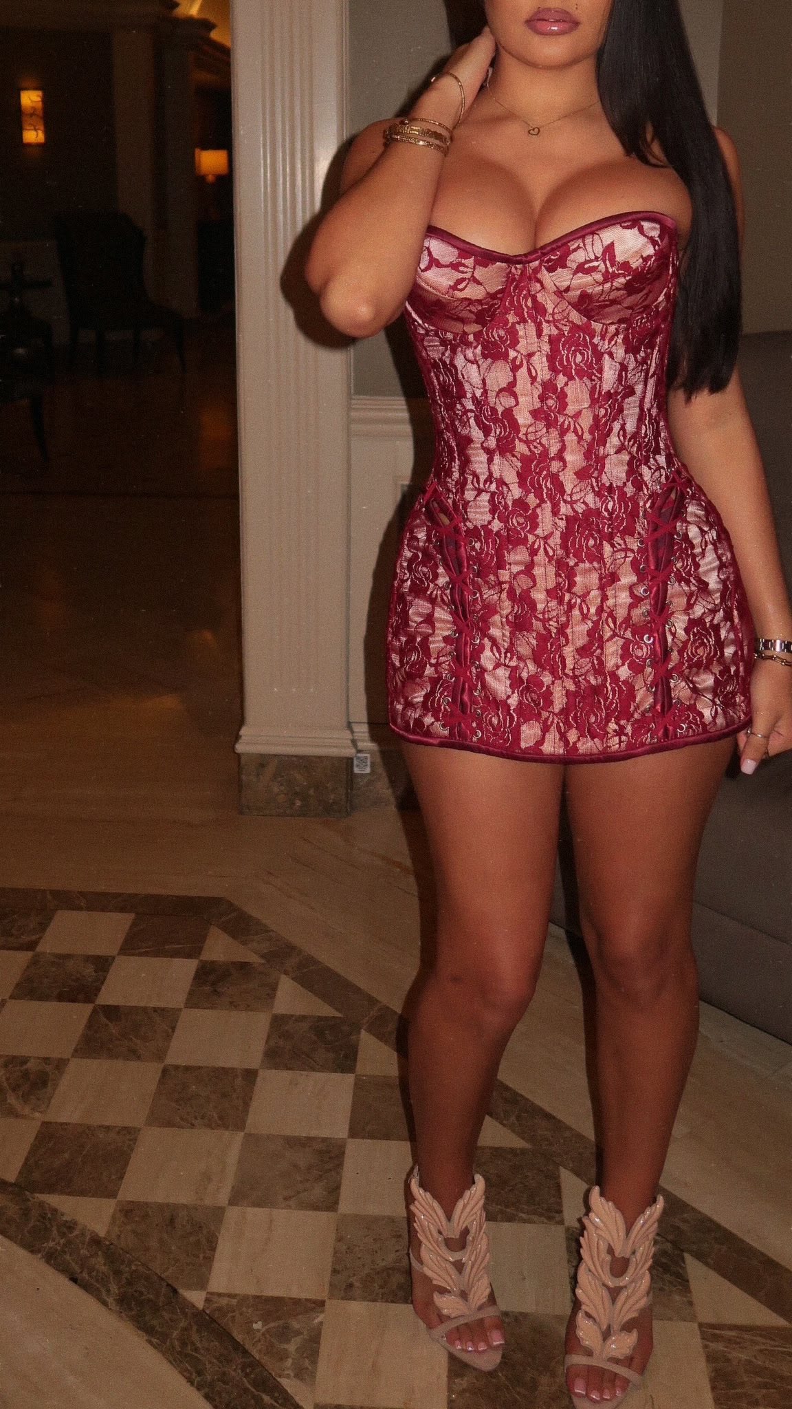 Fashion Pink Short Homecoming Dress Sweetheart Sheath Lace Birthday Dress ED09625