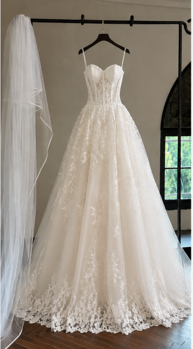 Modest White Lace A-Line Wedding Dress for Bride ED09683