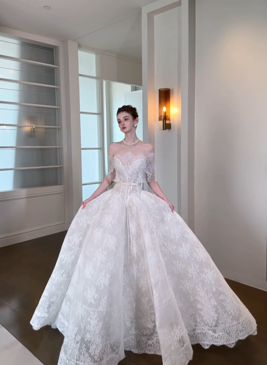 Modest White Strapless A-Line Wedding Dress for Bride ED09688