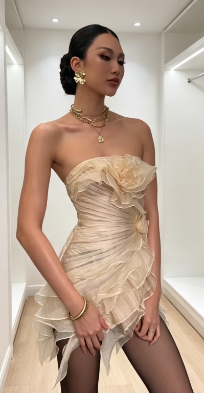 Sexy Champagner Kurzes Homecoming-Kleid Scheide Tüll Geburtstagskleid ED09718