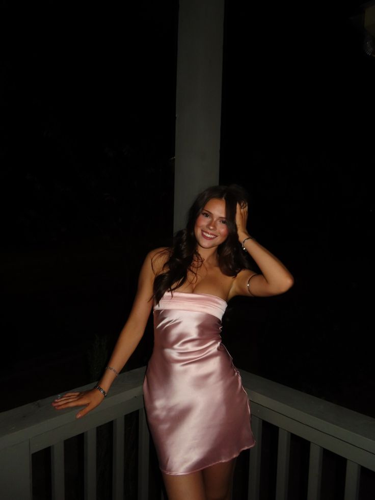 Chic Pink Short Homecoming Dress Sheath Satin Birthday Dress ED09730