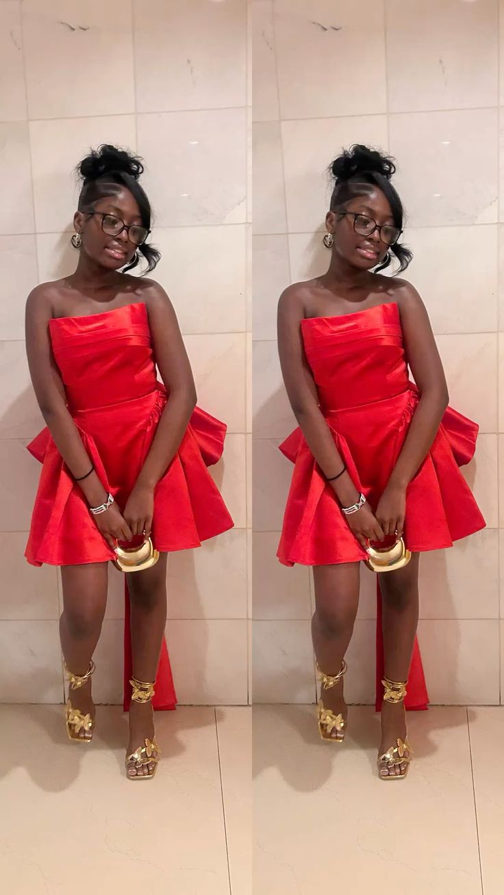 Chic Red Short Homecoming Dress A-Line Satin Birthday Dress ED09733