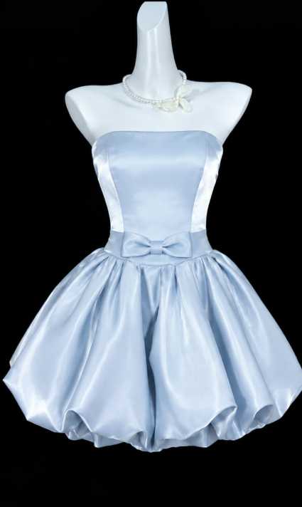 Chic Blue Short Homecoming Dress A-Line Satin Birthday Dress ED09735