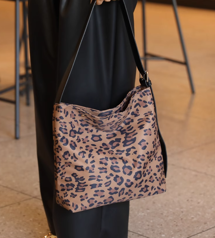 Vintage Leopard Print Shoulder Bag Handbag ED0981
