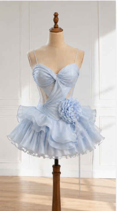 Sexy Blue Short Homecoming Dress A-Line Chiffon Birthday Dress ED09934