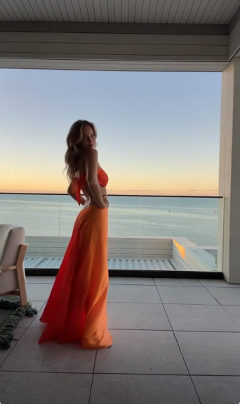 Chic Orange Prom Dress Sheath Satin Long Evening Dress ED09978