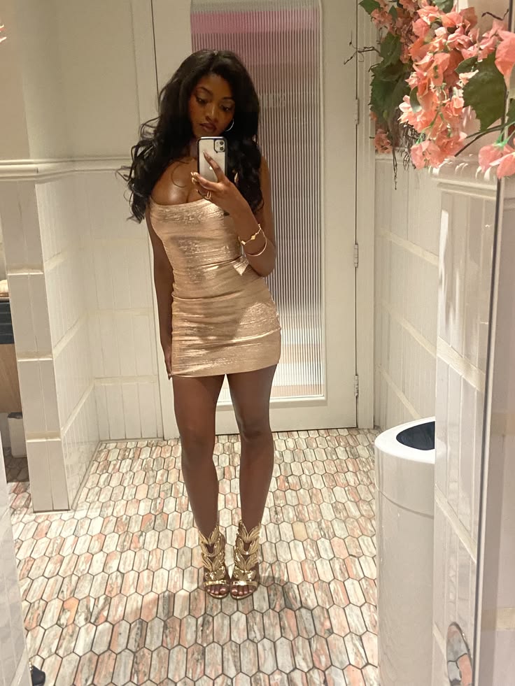 Fashion Gold Short Birthday Dress Sheath Satin Homecoming Dress ED09993
