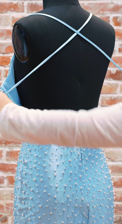 Hübsches blaues Homecoming-Kleid, Scheide, Satin, Geburtstagsfeierkleid ED10063