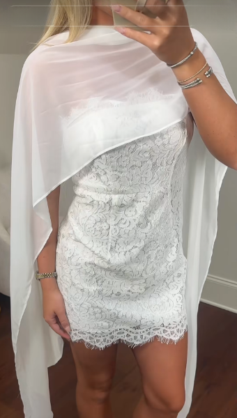 Cute White Sheath Lace Homecoming Dress ED10139