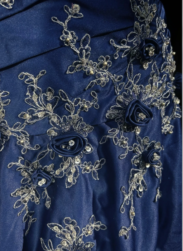 Blue A-Line Long Prom Dress Satin Evening Dress ED10222