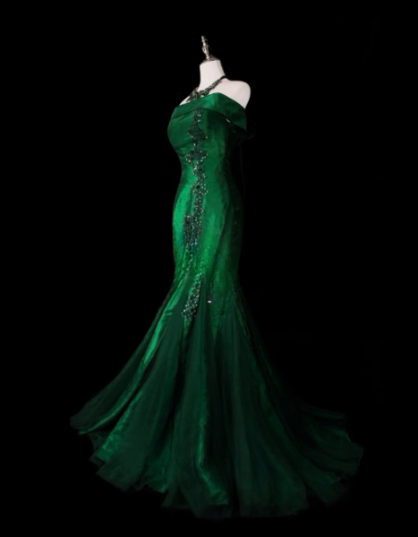Green Mermaid Long Prom Dress Satin Evening Dress ED10233