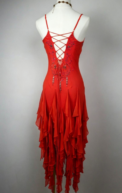 Elegantes rotes Etui-Kleid aus Chiffon mit Perlen, langes Ballkleid ED10289