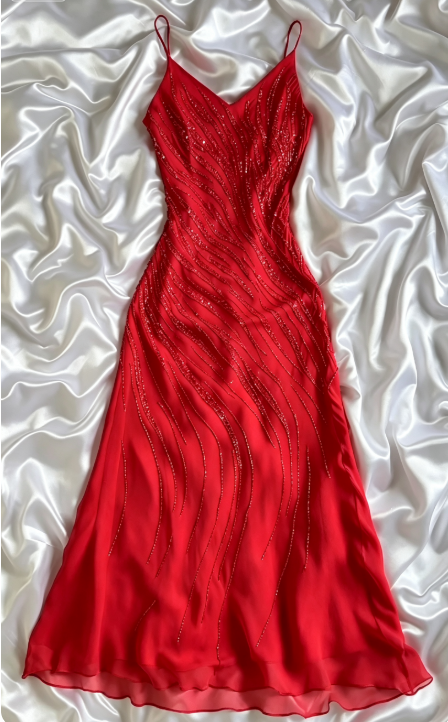 Charming Red Prom Dress Sheath Chiffon Beaded Long Evening Dress ED10298