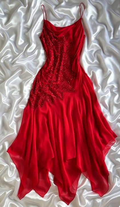 Charming Red Prom Dress Sheath Chiffon Beaded Long Evening Dress ED10302