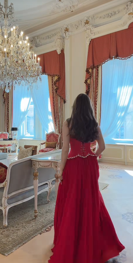 Robe de bal fourreau charmante rouge en mousseline de soie, bustier, longue, robe de soirée ED10311