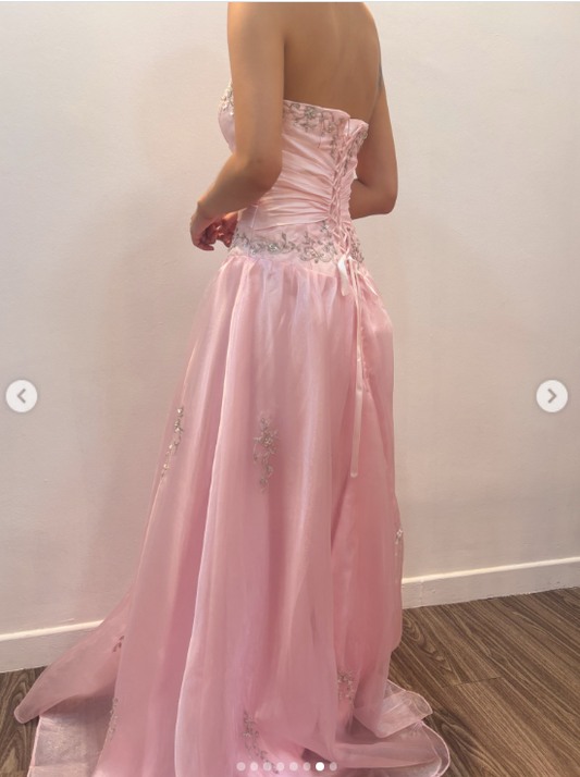 Longue Robe de Bal Rose Chic Robe de Soirée en Satin Coupe A-ligne ED10358