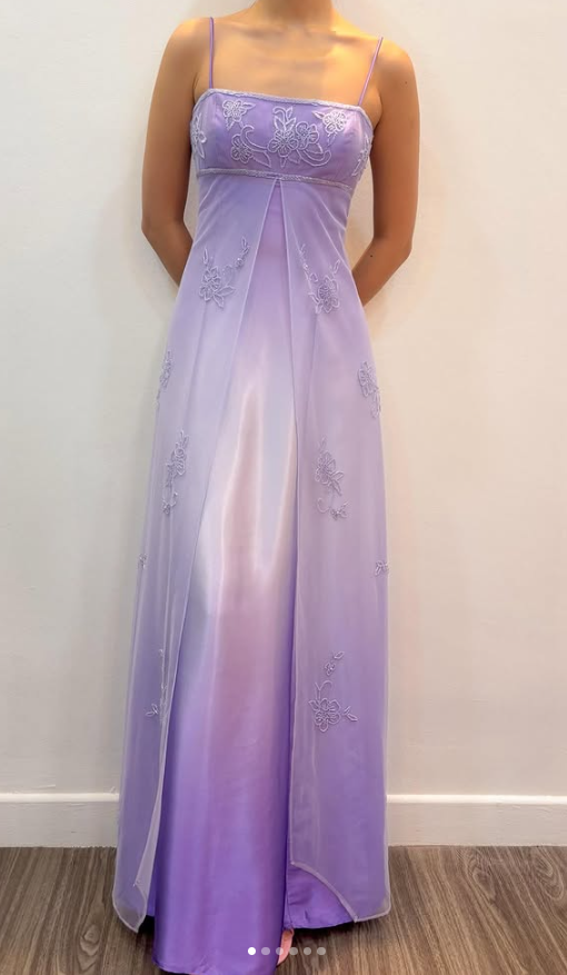 Chic Lilac Long Prom Dress Sheath Chiffon Beaded Evening Dress ED10376