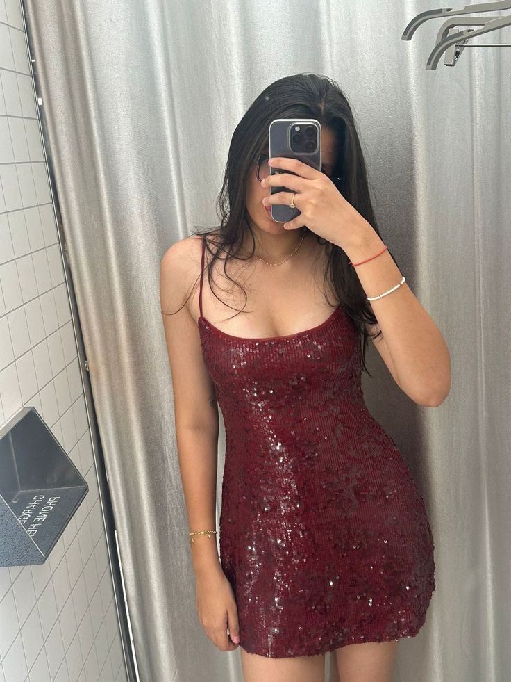 Charming Burgundy Short Homecoming Dress Sheath Sequins Birthday Dress ED10402