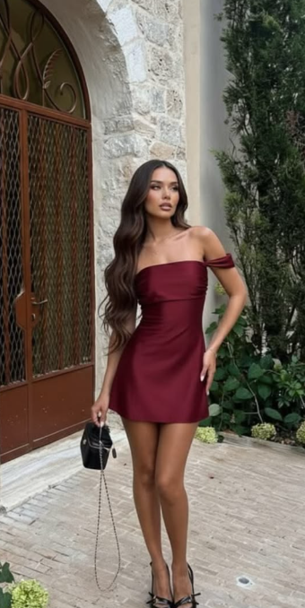Charming Burgundy Short Homecoming Dress Sheath Satin Birthday Dress ED10448