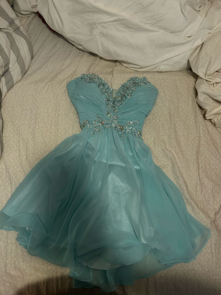 Pretty Blue Short Homecoming Dress Sheath Chiffon Beaded Birthday Dress ED10514