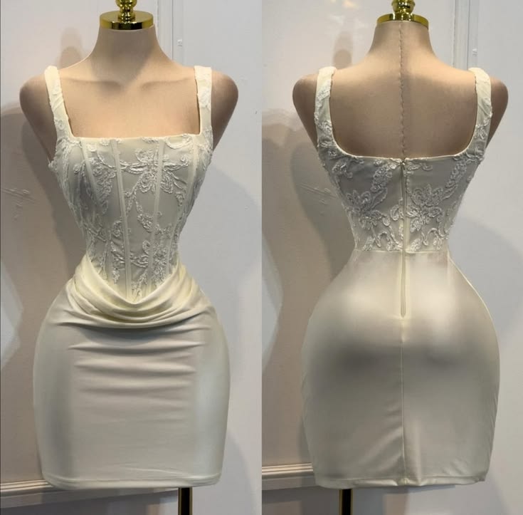Chic Ivory Short Homecoming Dress Sheath Satin Birthday Dress ED10547
