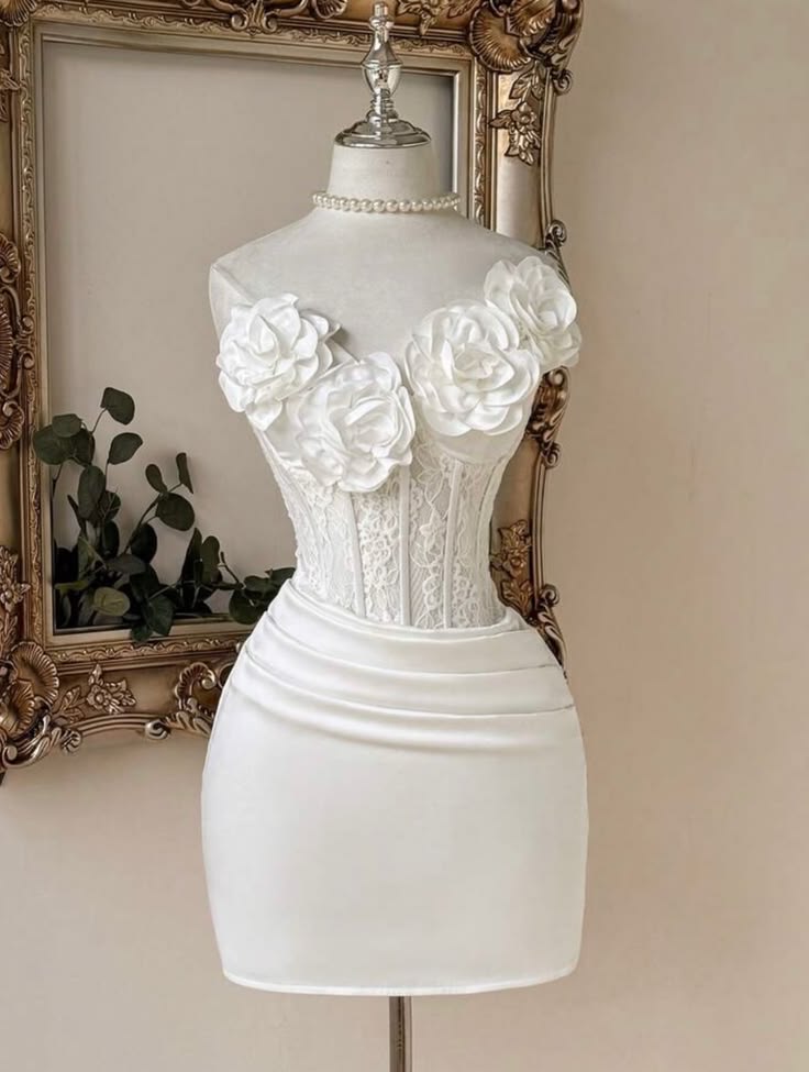Chic White Short Homecoming Dress Sheath Satin Birthday Dress ED10550