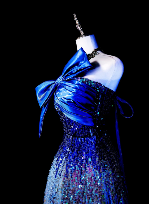 Elegant Navy Blue Prom Dress Sheath Sequins Long Evening Dress ED10575