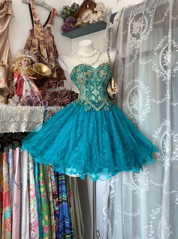 Gorgeous Blue Short Homecoming Dress Tulle A-Line Birthday Dress ED10605