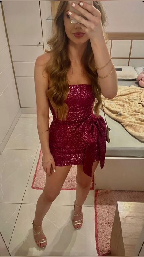 Chic Red Short Birthday Party Dress Sheath Sequins Homecoming Dress ED10669