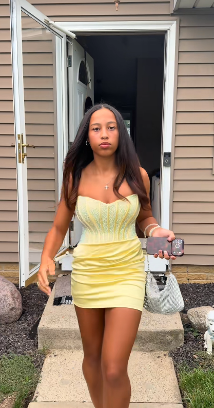 Glam Yellow Short Homecoming Dress Sheath Satin Birthday Dress ED10746