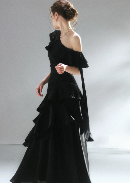 Glam Black Prom Dress Birthday Party Dress A-Line Satin Long Evening Dress ED10752