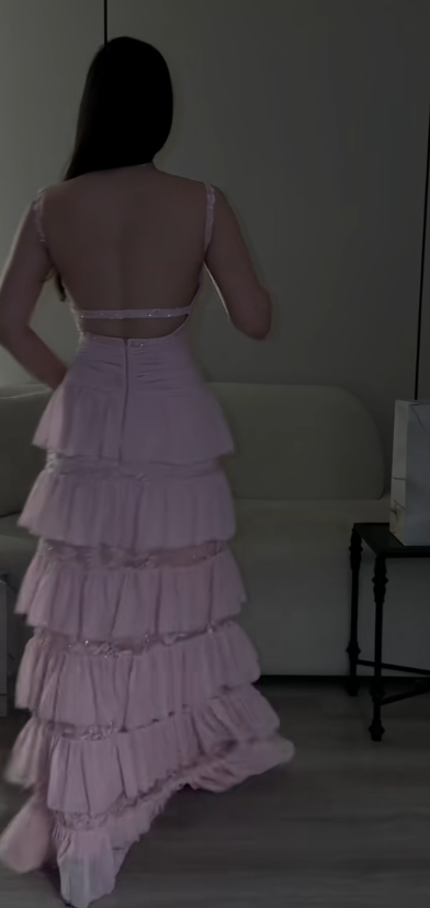Wunderschönes langes Abendkleid aus Chiffon in Etuiform, rosa Ballkleid ED10886