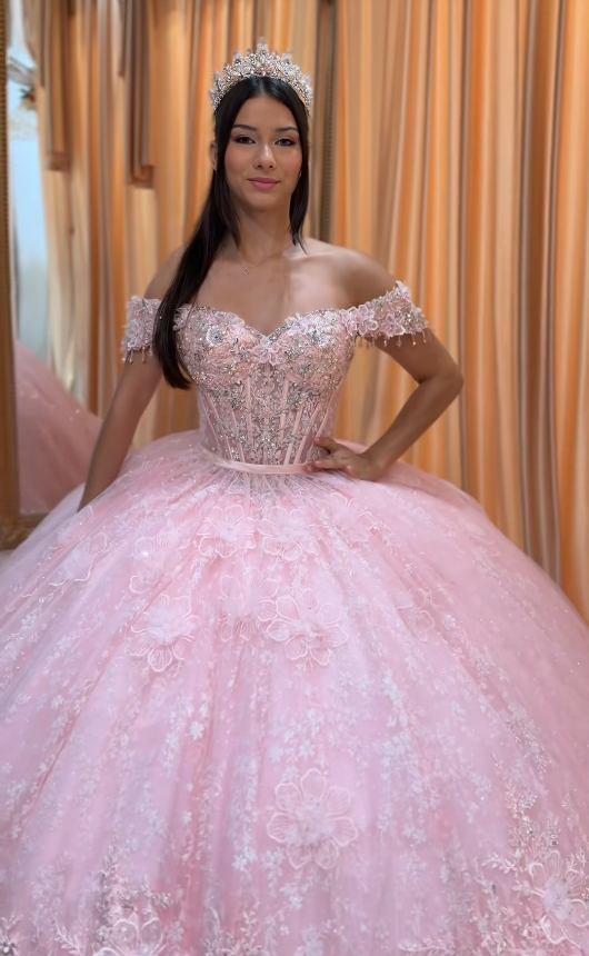 Gorgeous Ball Gown Quinceanera Dres Tulle Pink Sweet 16 Dress ED10895