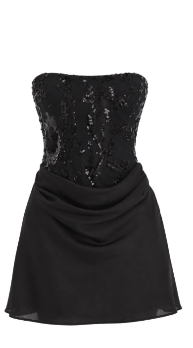 Chic Black Short Homecoming Dress Satin Sheath Lace Birthday Dress ED10899