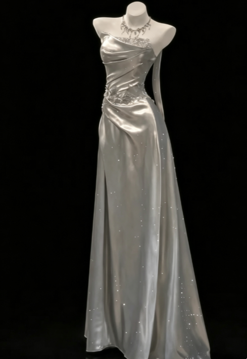 Weiße Abschlussballkleider Etui-Stil lange Satin-Abendkleider ED11005