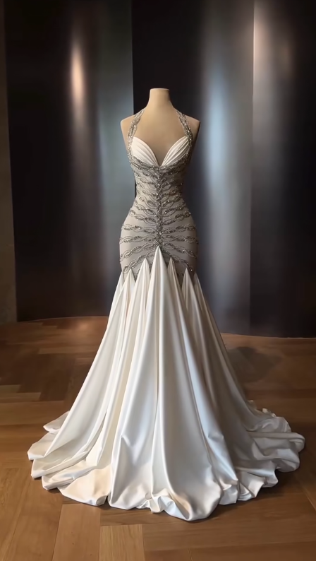 White Prom Dresses Sheath Long Satin Evening Gowns ED11006