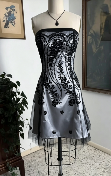 Graues trägerloses kurzes Homecoming-Kleid Etuikleid Chiffon Geburtstagsparty-Kleid ED11016
