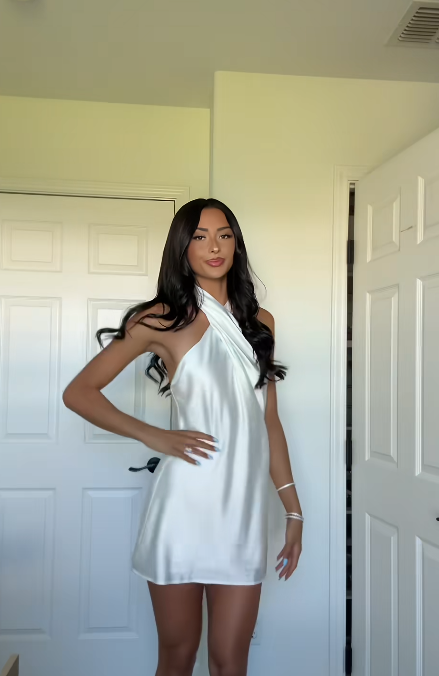 White Short Homecoming Dresses Sheath Satin Birthday Party Dress ED11063