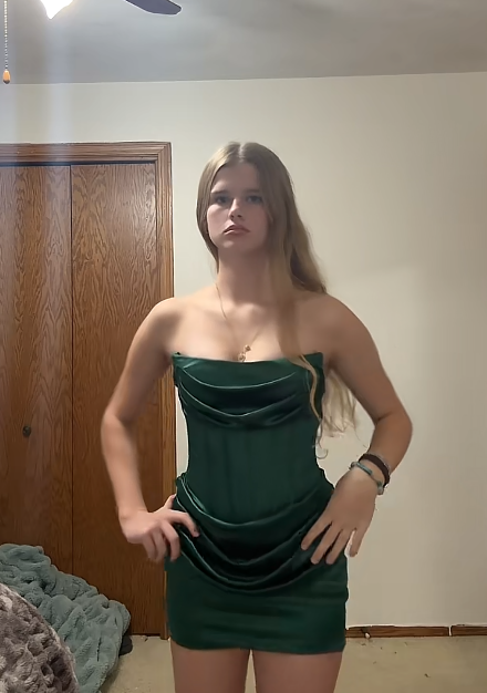 Dark Green Short Homecoming Dress Sheath Satin Birthday Dress ED11087