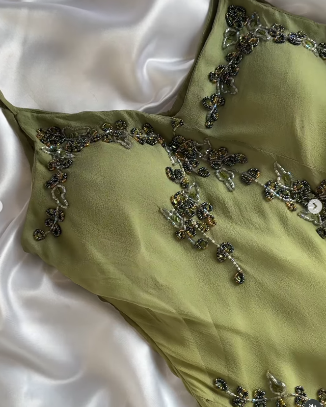 Green Beaded Short Homecoming Dress Sheath Chiffon Birthday Party Dress ED11095